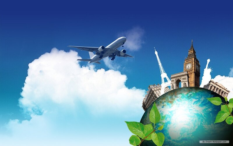 Airplane Flying over Globe