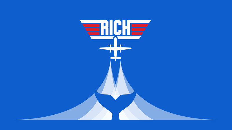 Airplane Flying over Mountains — Blue, Dramatic, Vector Art