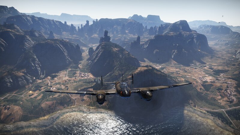 Airplane Flying over Mountains — Brown
