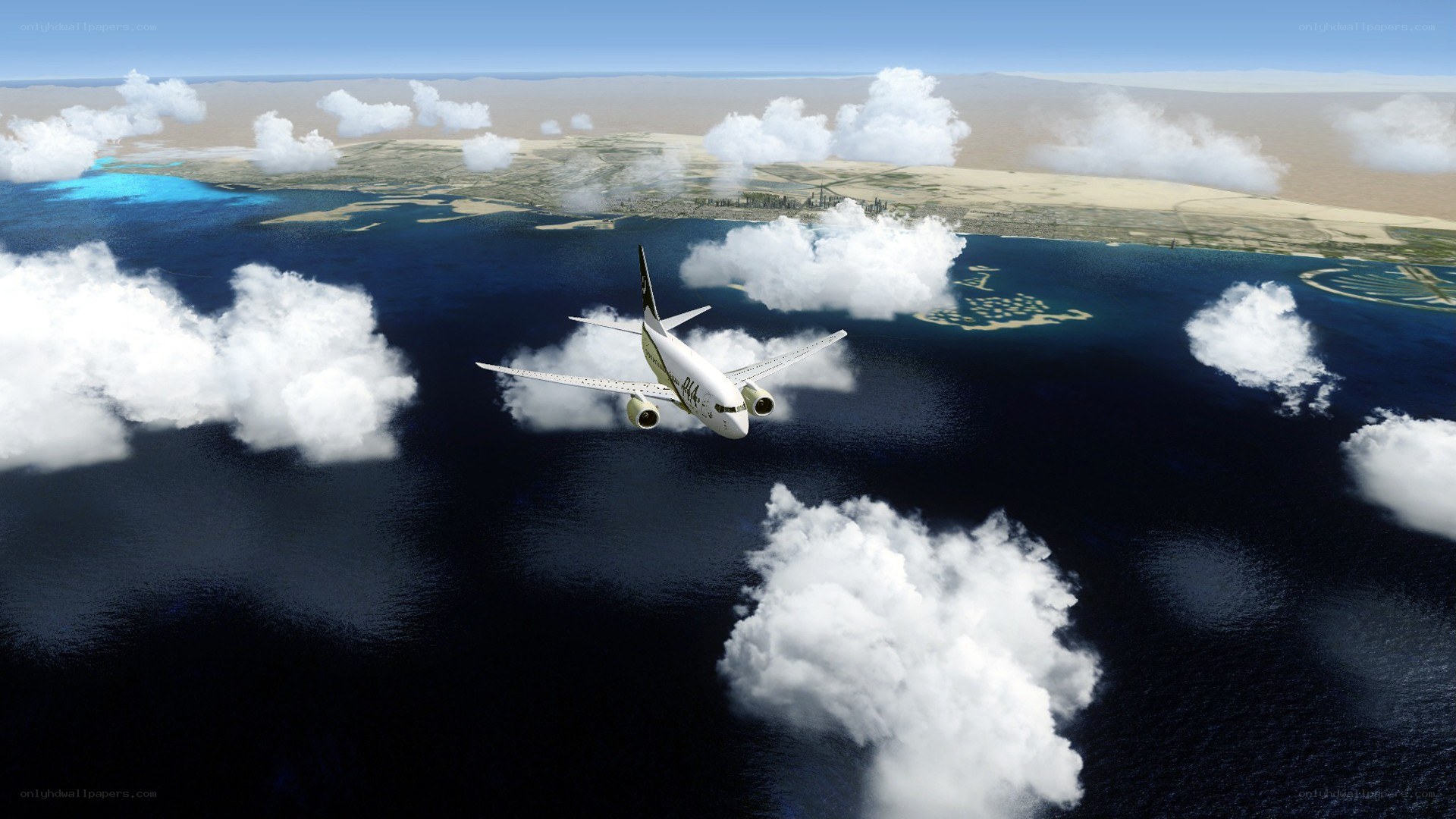 airplane flying over ocean