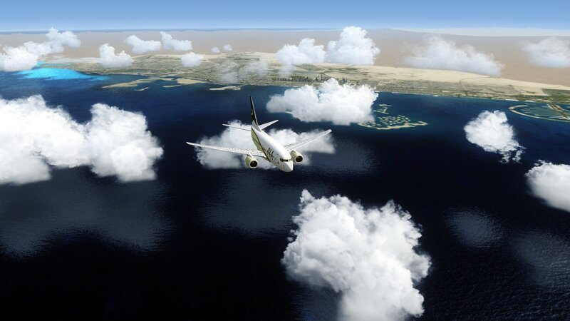 Airplane Flying over Ocean — Blue, Serene, Afternoon, 3d Render