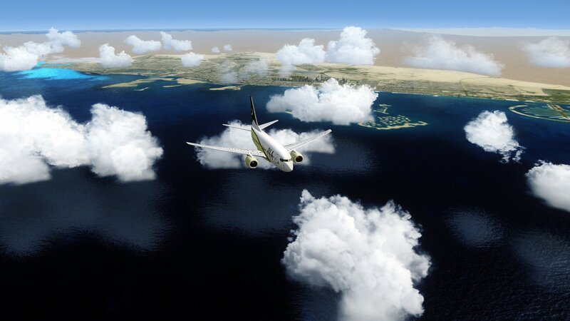 Airplane Flying over Ocean — Blue, Serene