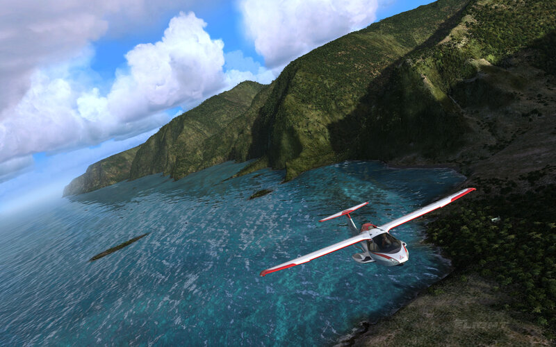 Airplane Flying over Ocean — Blue