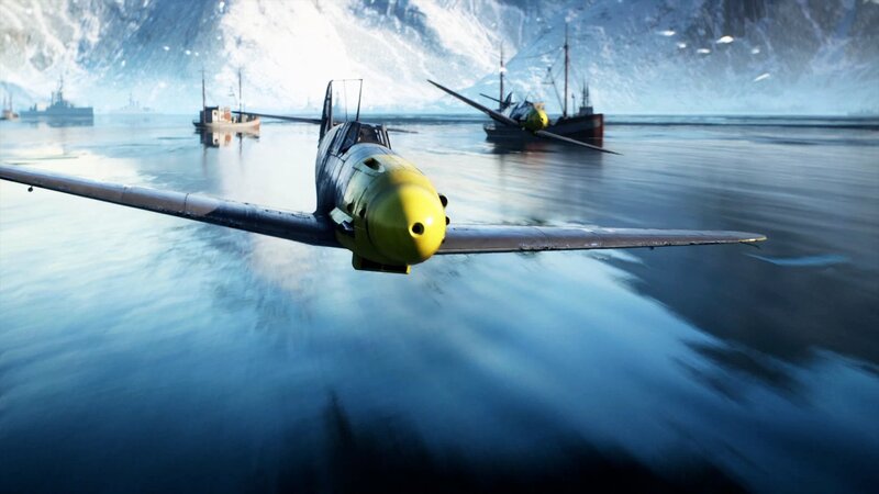 Airplane Flying over Water — Blue, Dramatic