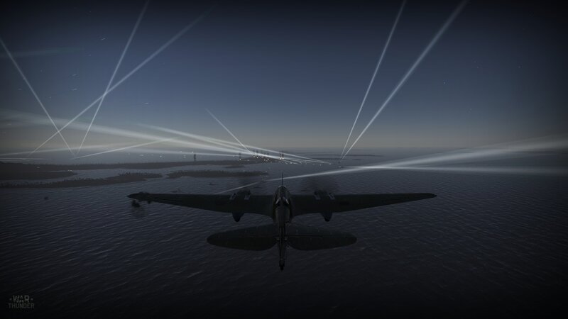 Airplane Flying over Water — Dark Blue