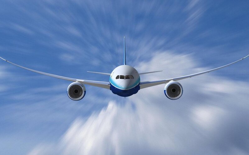 Airplane Flying Overhead — Blue