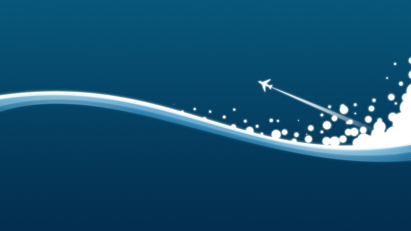 Airplane flying through blue sky
