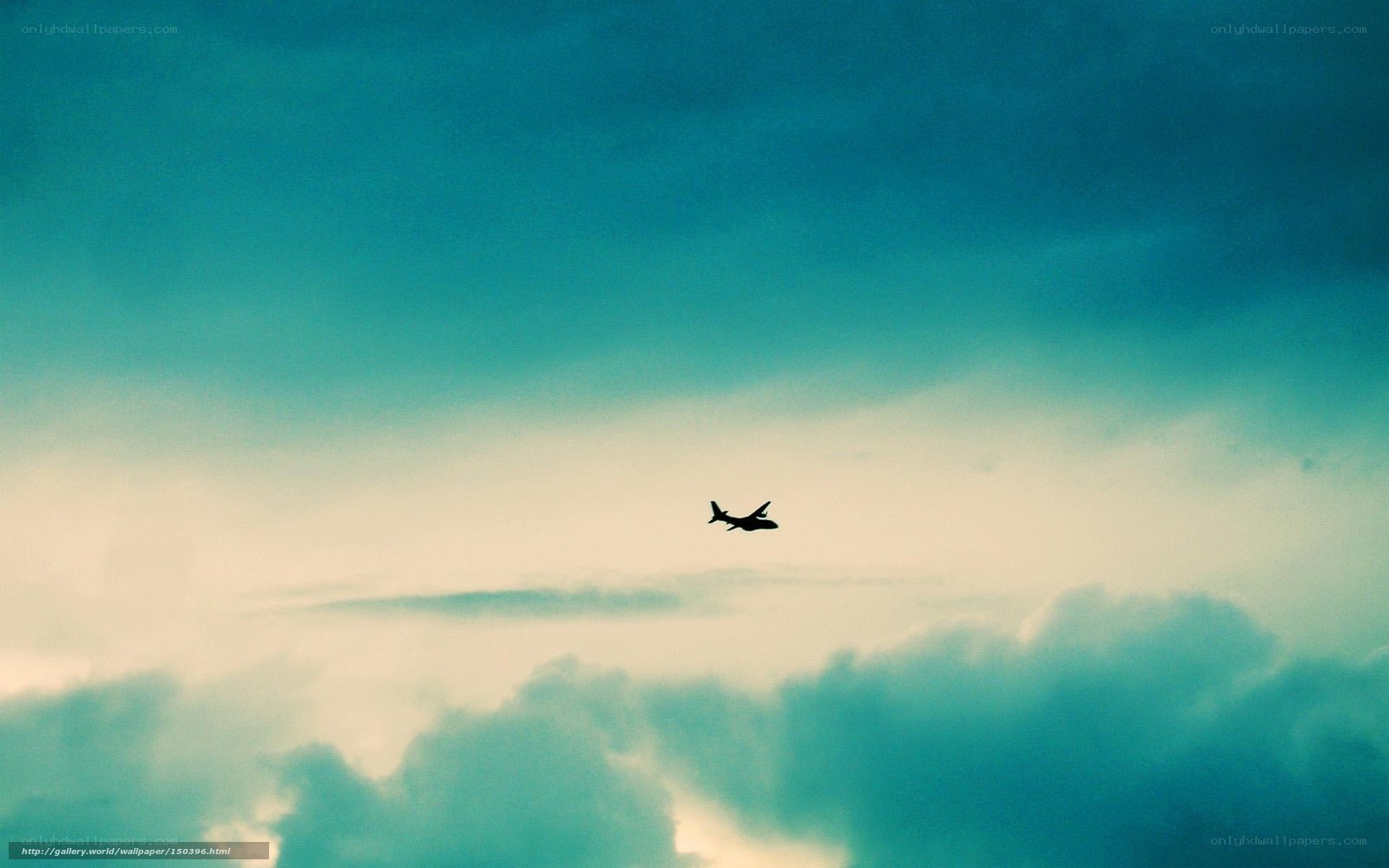 Airplane flying through clouds