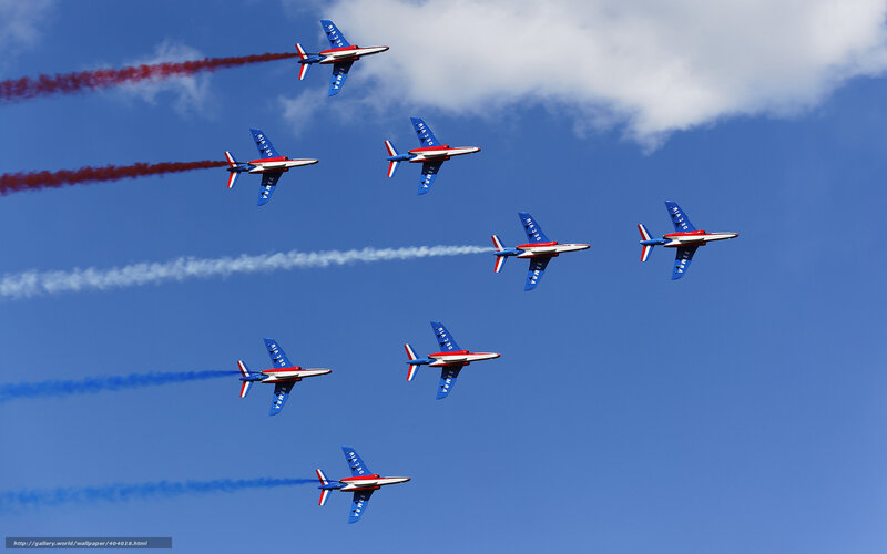 Airplane Formation in Sky — Blue