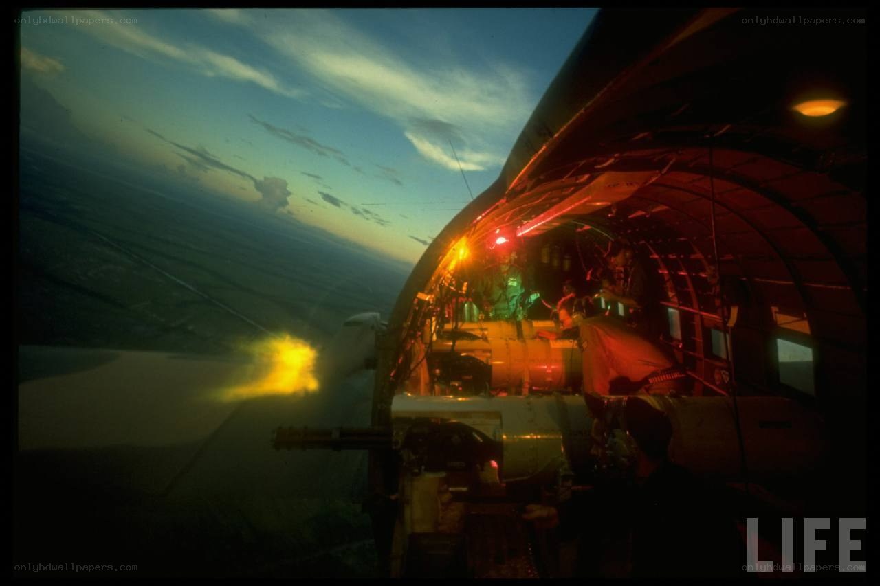 Airplane gunner in action