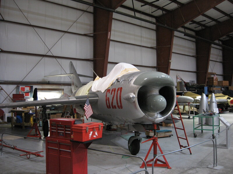 airplane in a hangar