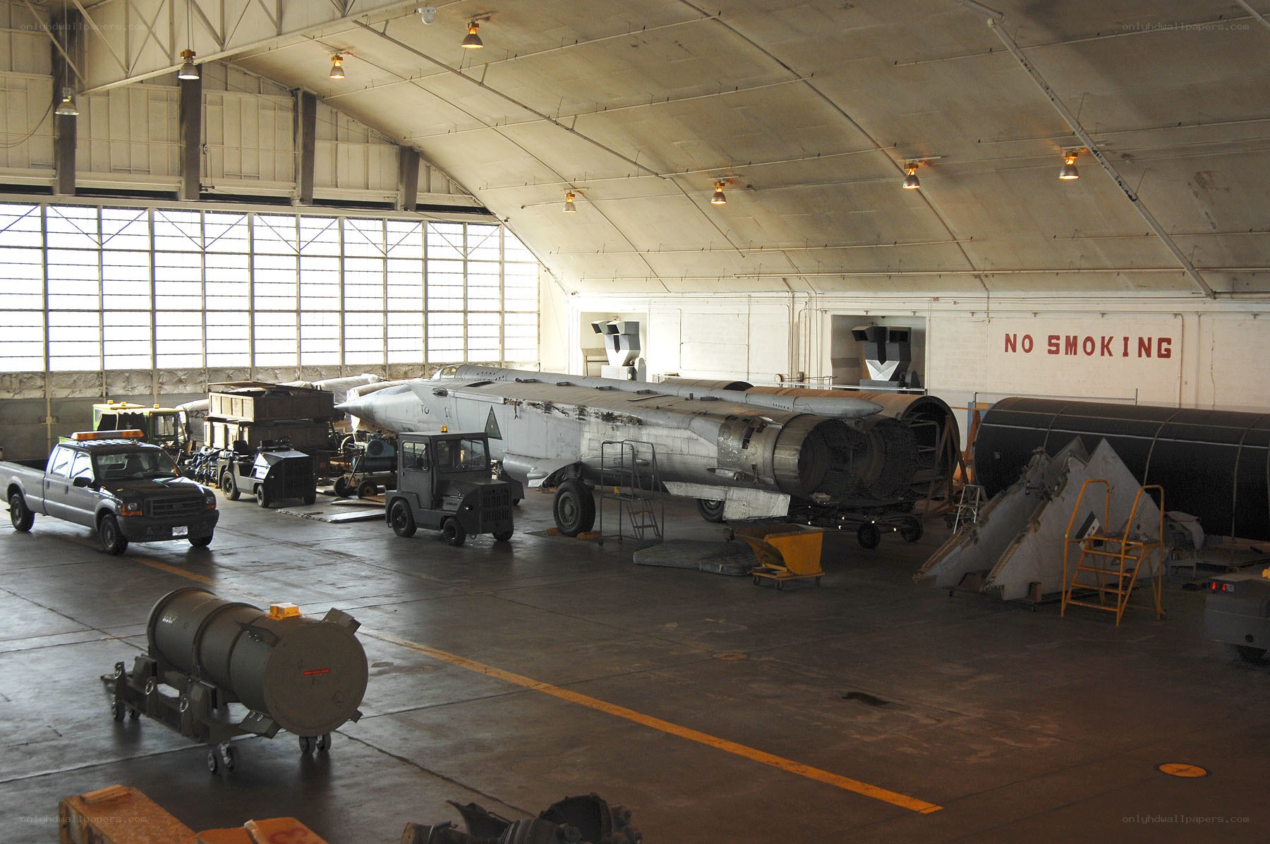 Airplane in a hangar