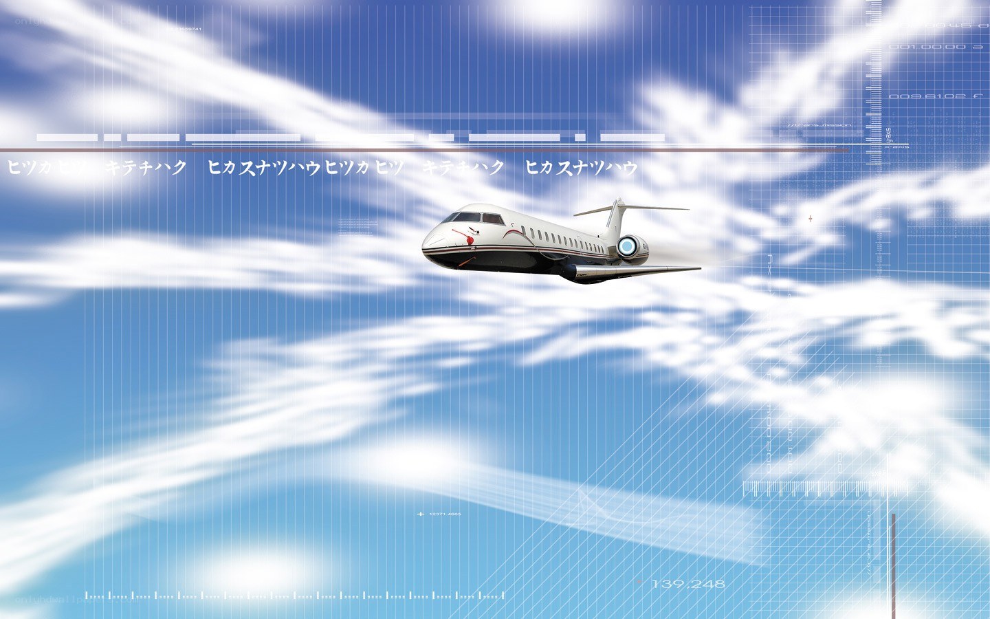 Airplane in digital sky