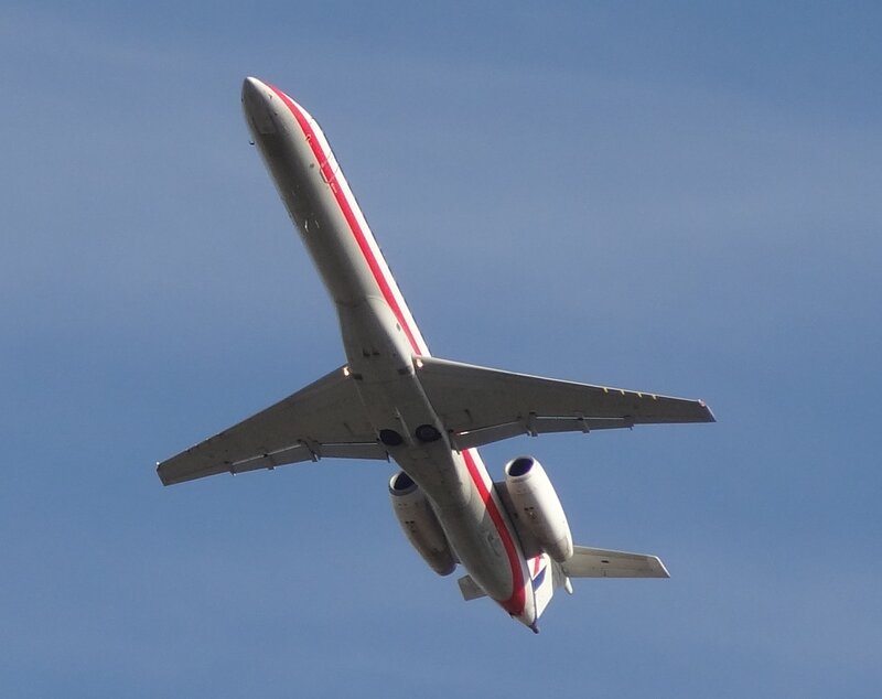 Airplane in Flight — Blue, Calm, Afternoon, Photograph, Sky, Wings