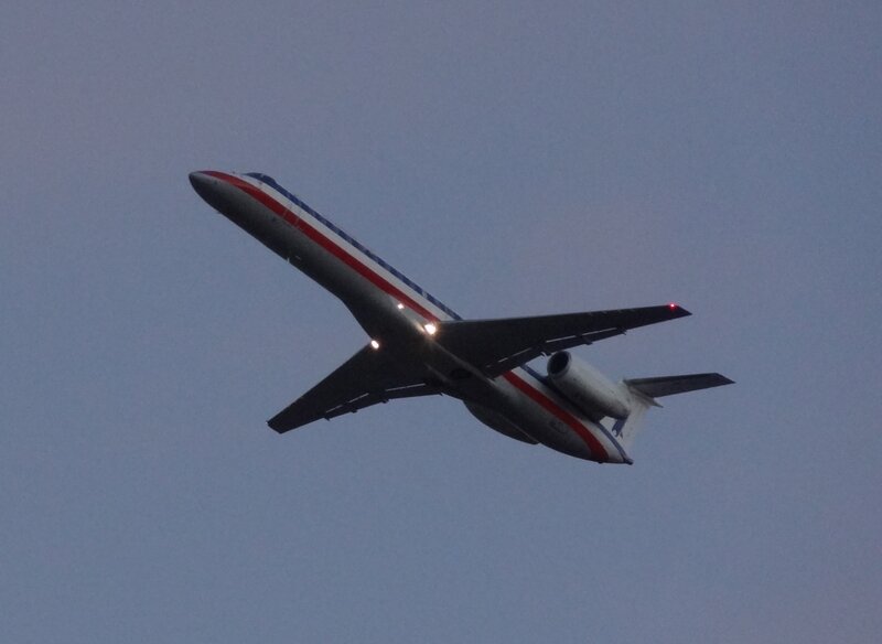 Airplane in Flight — Blue, Calm, Sunset, Photograph