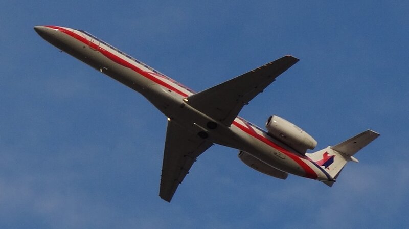 Airplane in Flight — Blue, Clear, Afternoon, Photograph, Sky, Wing, Engine