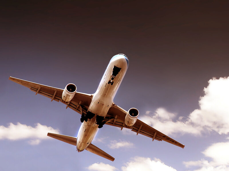 Airplane in Flight — Blue, Dramatic, Afternoon, Photograph