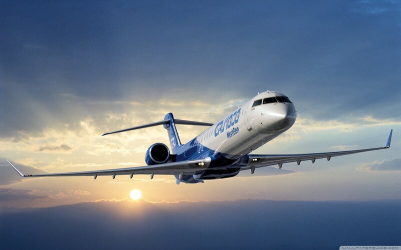 Airplane in Flight — Blue, Dramatic, Sunset, Photograph