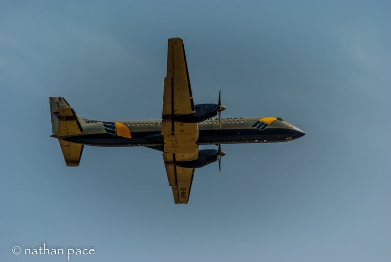 Airplane in Flight — Blue, Serene, Photograph, Sky
