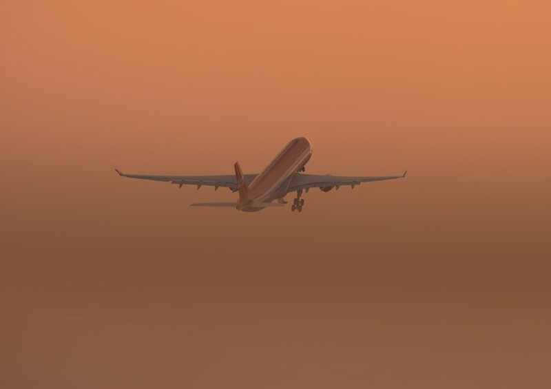 Airplane in Flight — Orange, Serene