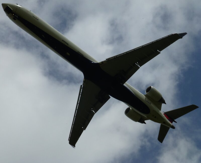 Airplane in Flight — White, Dramatic, Afternoon, Photograph