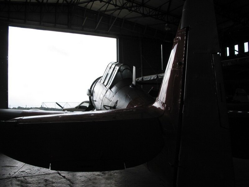 airplane in hangar silhouette