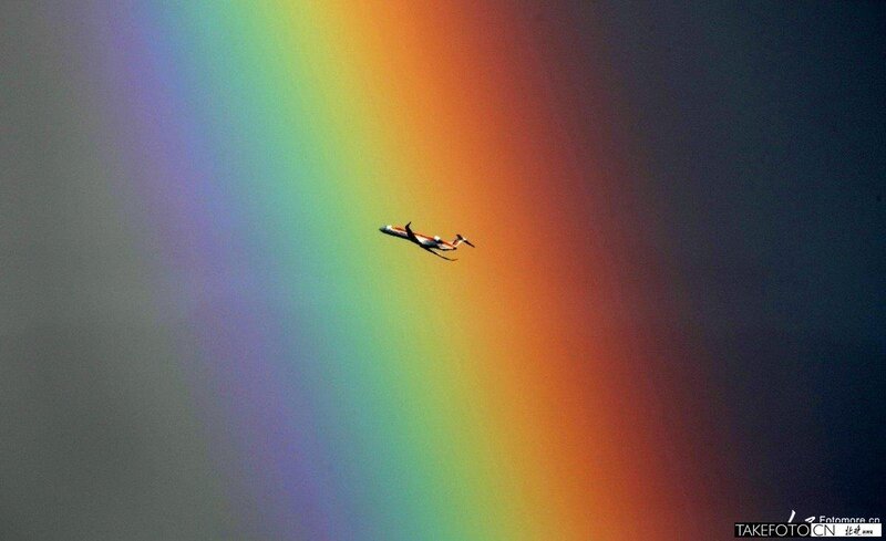Airplane in Rainbow