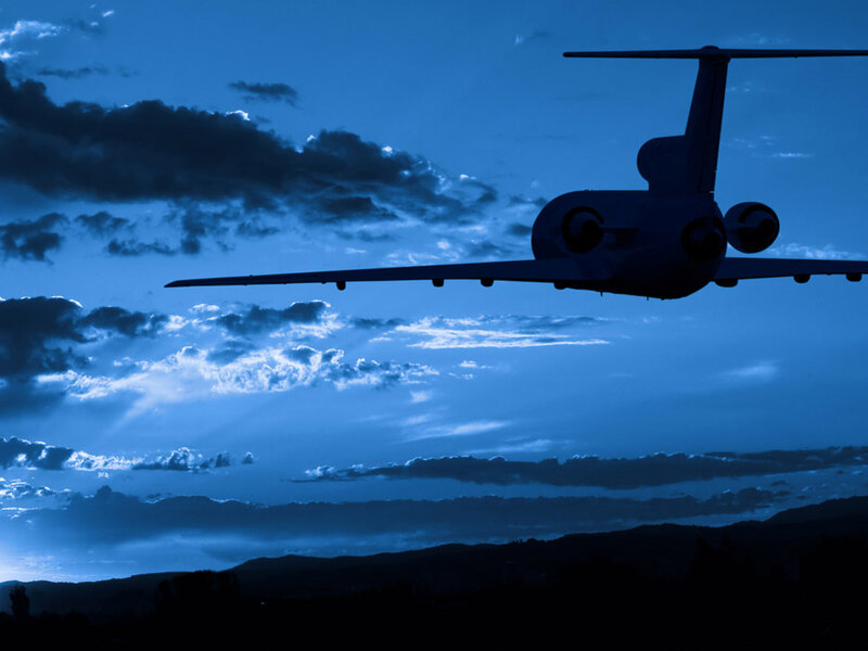 Airplane in Silhouette — Blue