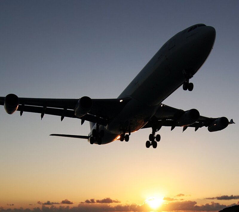 Airplane in Silhouette — Orange, Dramatic, Sunset