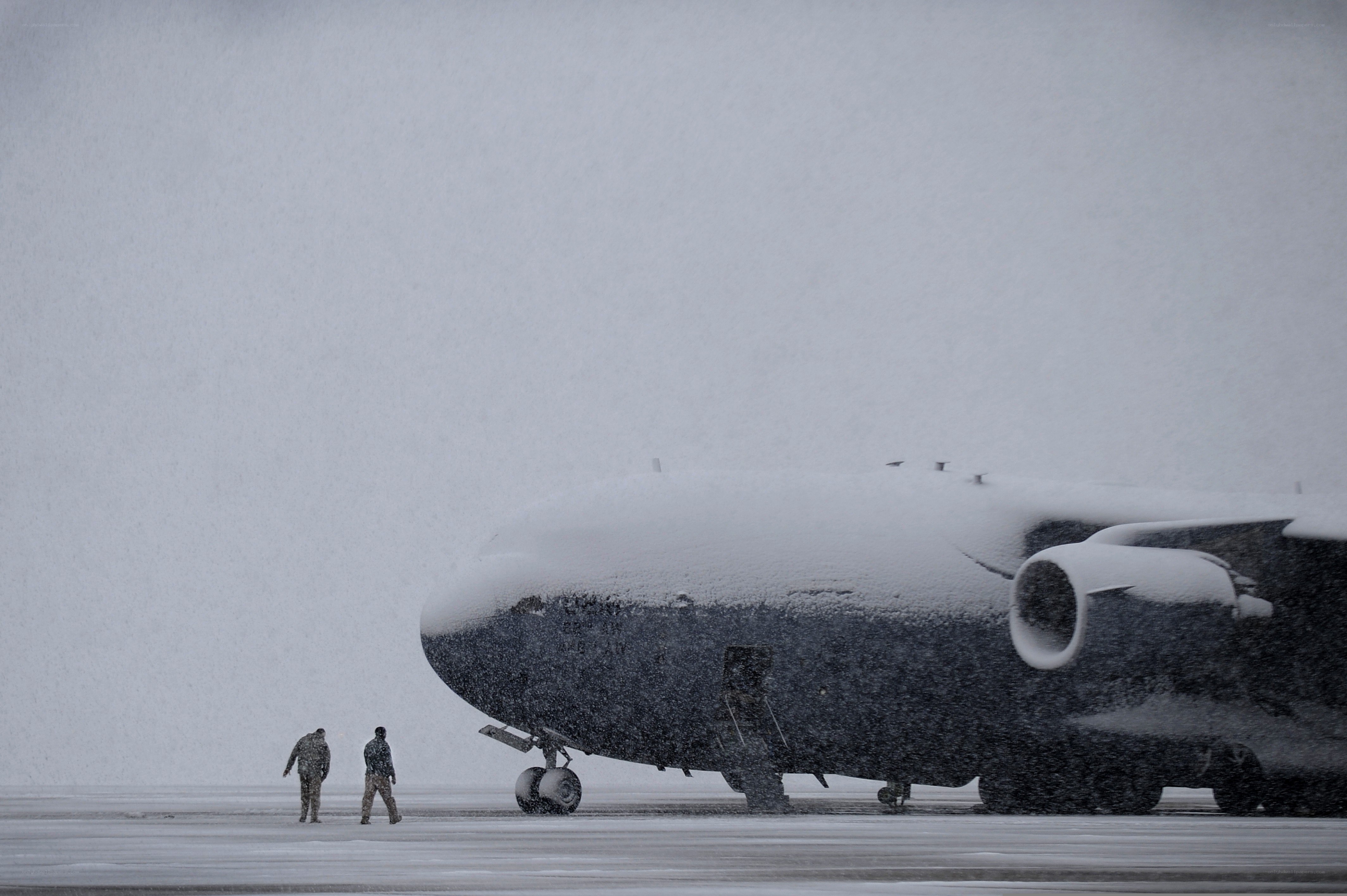 Airplane in snowstorm