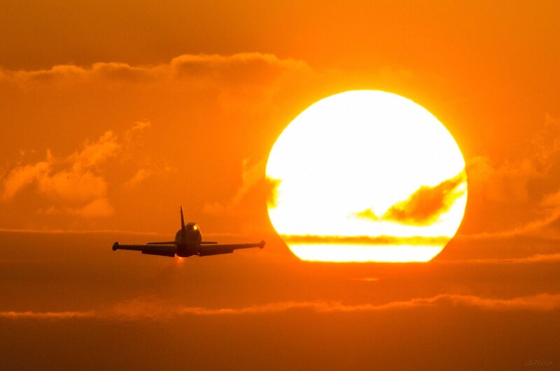 Airplane in Sunset — Orange