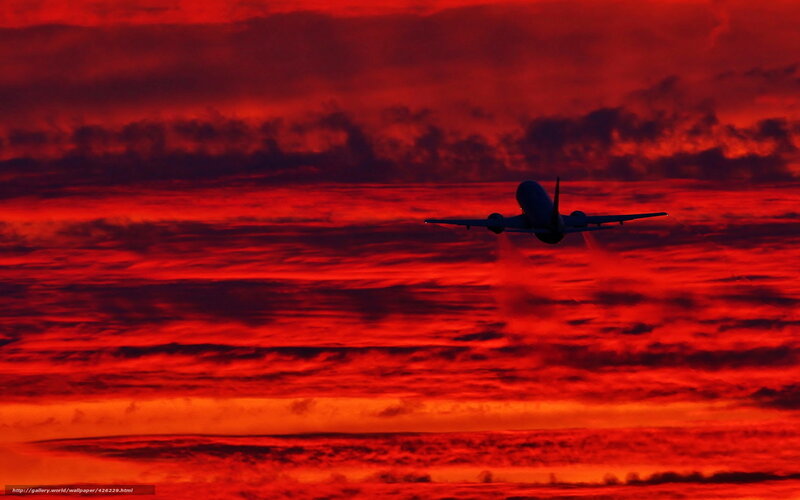 Airplane in Sunset — Red