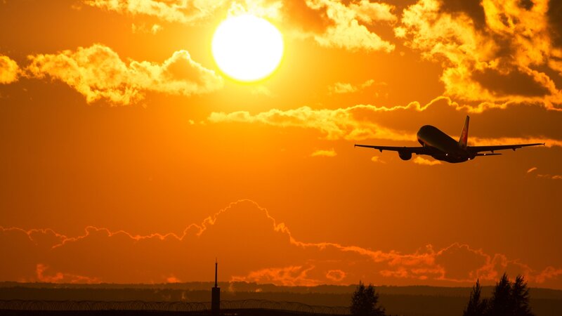 Airplane in Sunset