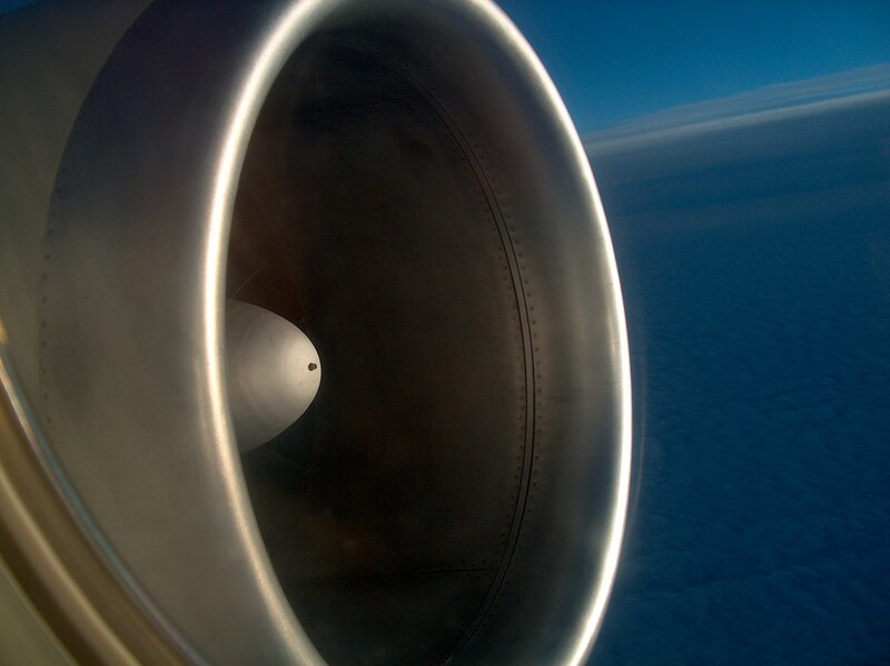 Airplane Jet Engine — Blue, Serene
