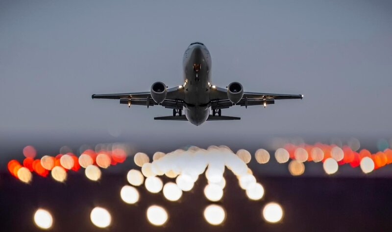 Airplane Landing at Night