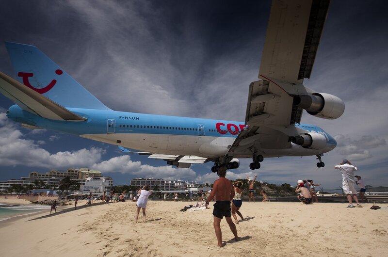 Airplane Landing on Beach