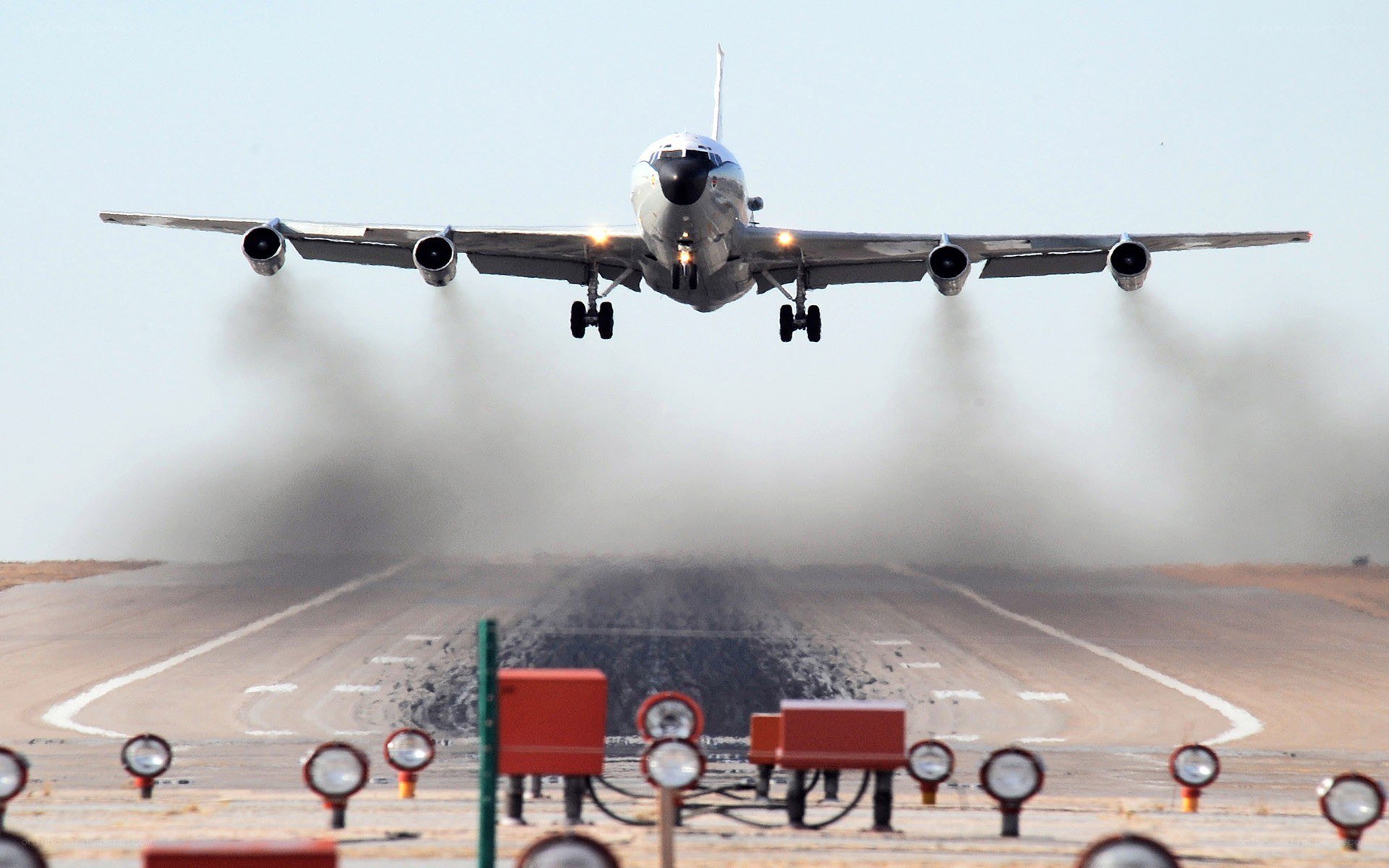 airplane landing on runway