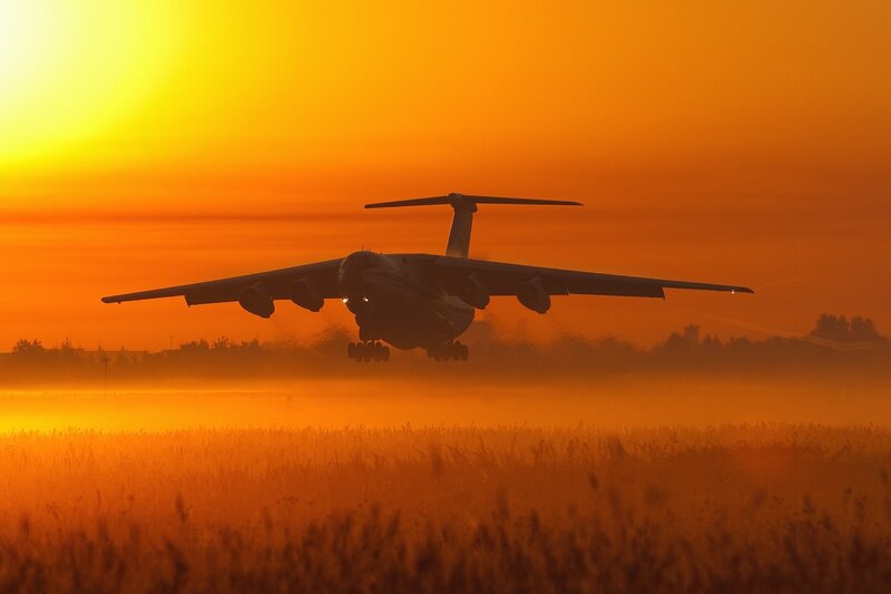 Airplane Landing — Orange, Dramatic