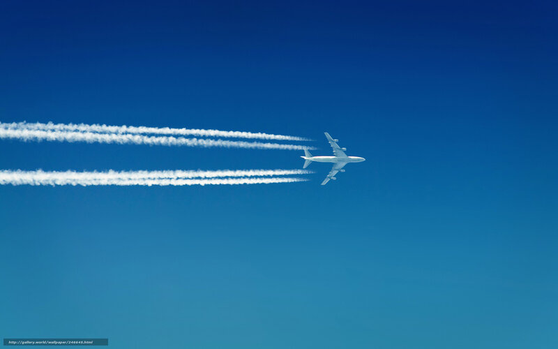 Airplane Leaving Contrails — Blue