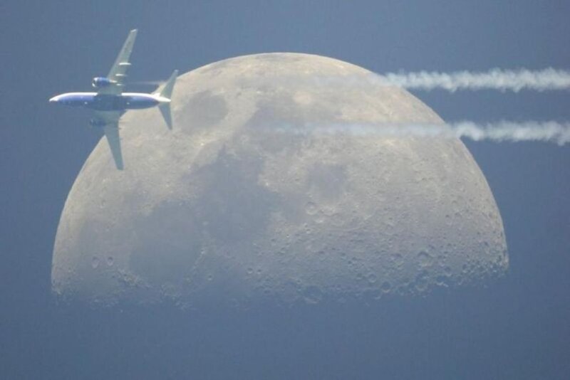 Airplane Near Moon