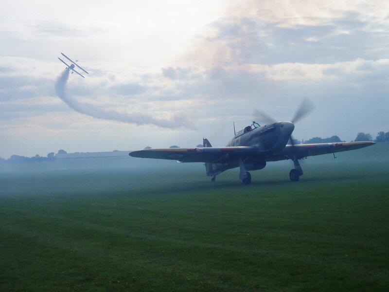 Airplane on a foggy field