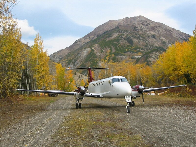Airplane on a gravel runway