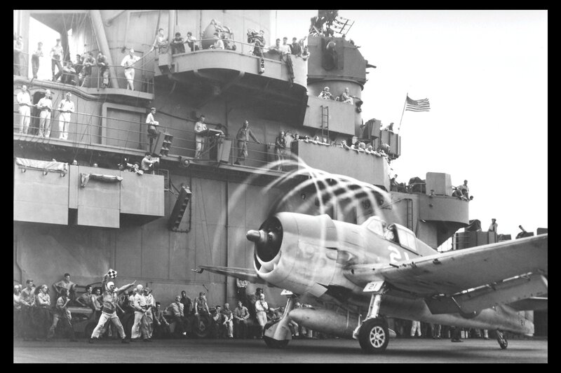 Airplane on aircraft carrier deck
