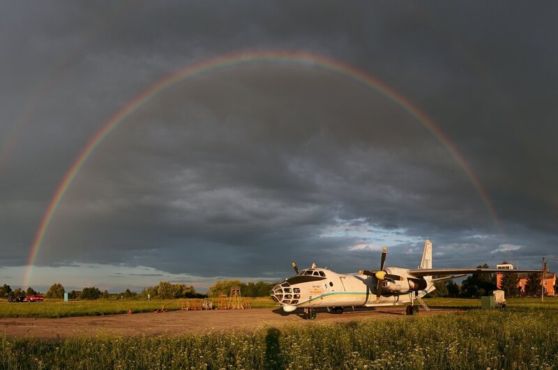 Airplane on Airfield — Gray