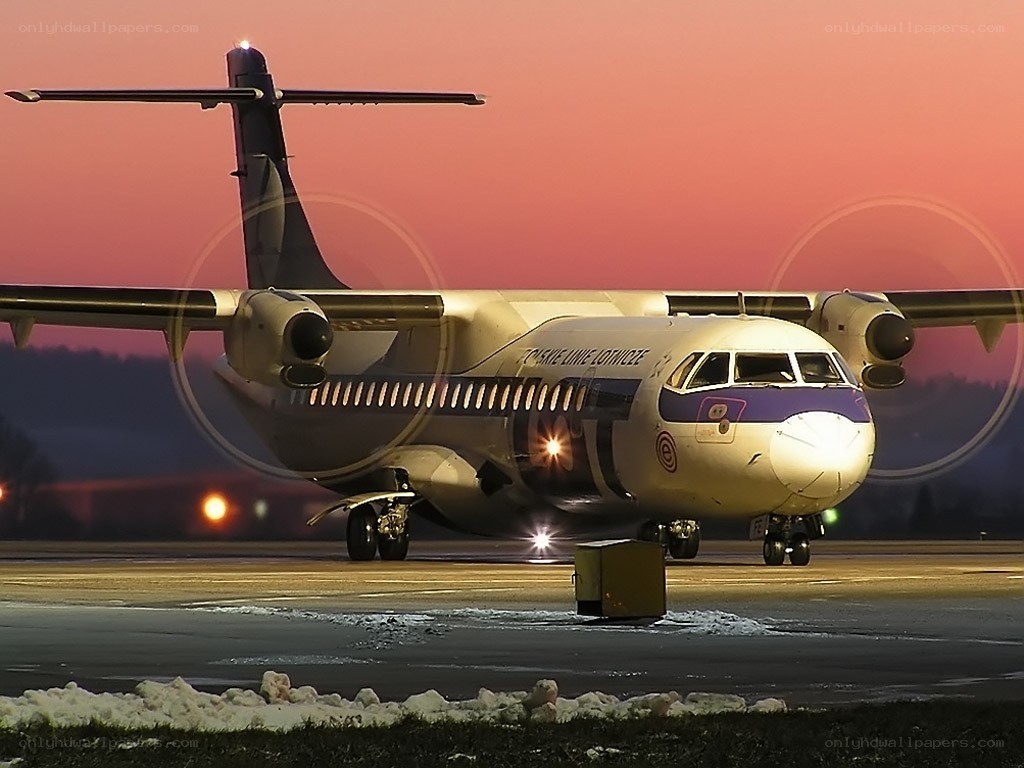 Airplane on runway at dusk