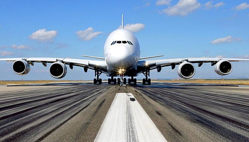 Airplane on Runway — Blue, Calm