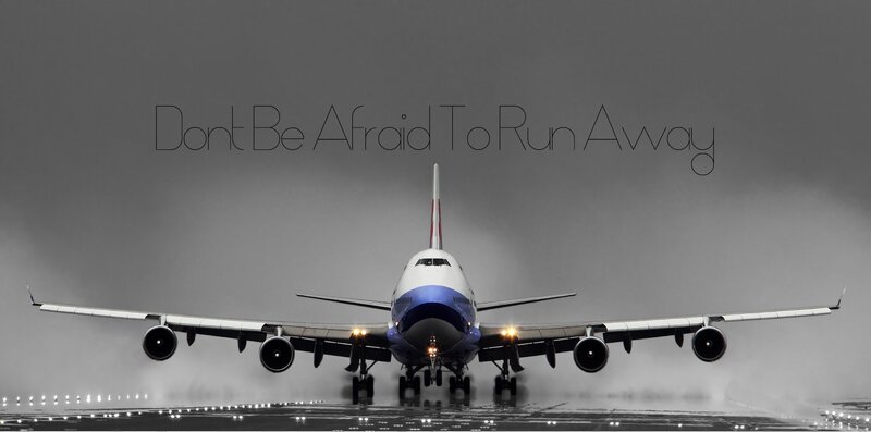 Airplane on Runway — Gray, Dramatic
