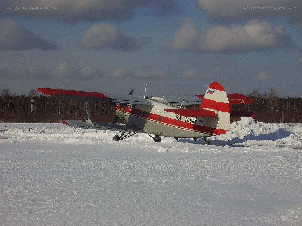Airplane on snowy field