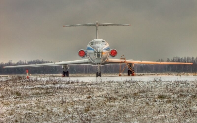 airplane on snowy tarmac