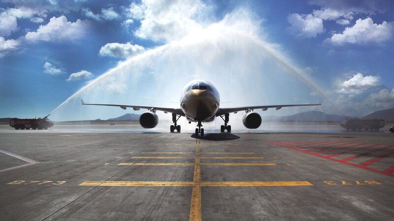 Airplane on Tarmac — Blue, Dramatic, Afternoon